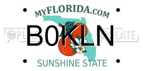 B0KLN Florida License Plate