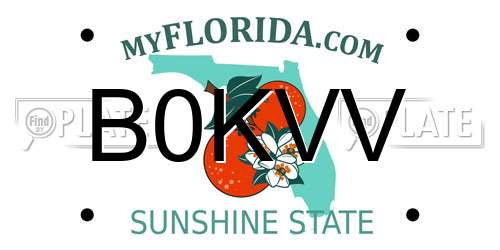 B0KVV Florida License Plate