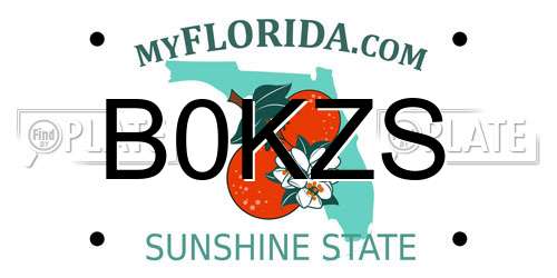 B0KZS Florida License Plate