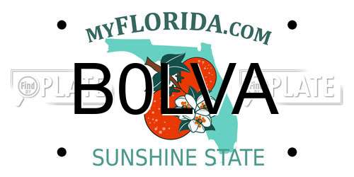 B0LVA Florida License Plate