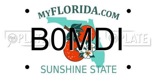 B0MDI Florida License Plate