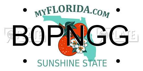 B0PNGG Florida License Plate