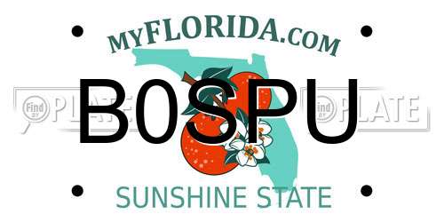 B0SPU Florida License Plate