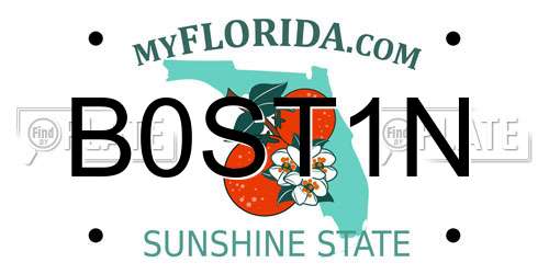 B0ST1N Florida License Plate