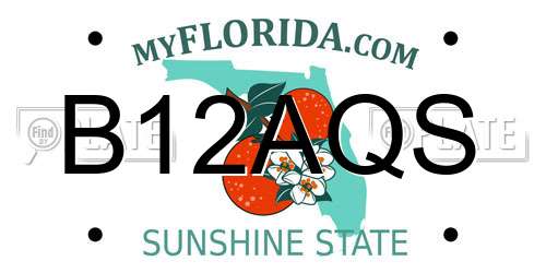 B12AQS Florida License Plate