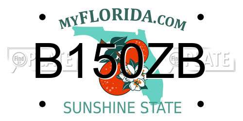 B150ZB Florida License Plate