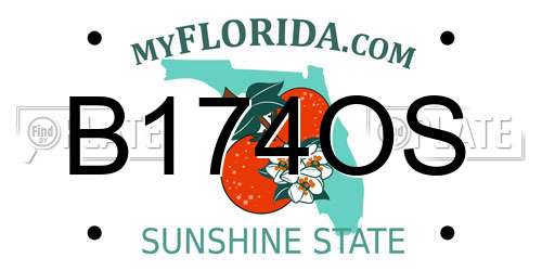 B174OS Florida License Plate