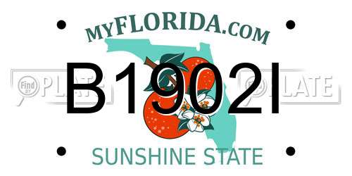 B1902I Florida License Plate