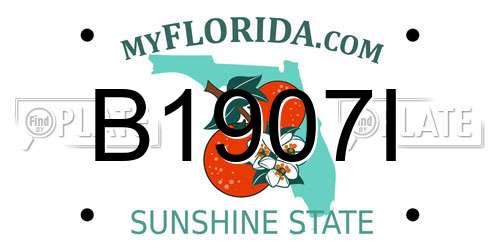 B1907I Florida License Plate