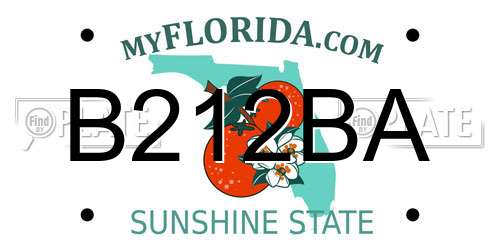B212BA Florida License Plate