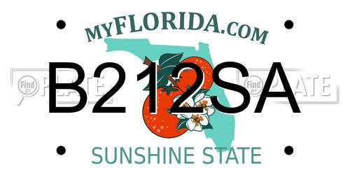 B212SA Florida License Plate