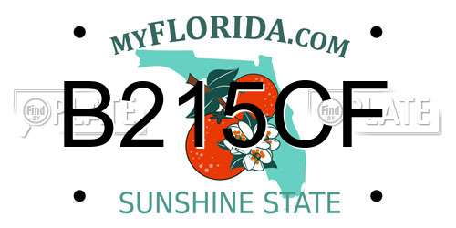 B215CF Florida License Plate