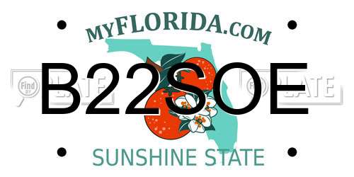 B22SOE Florida License Plate