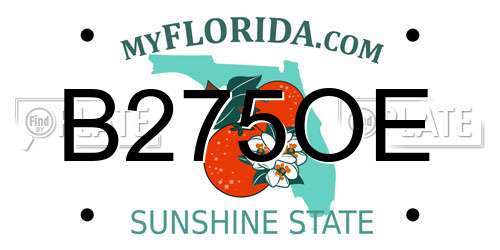 B275OE Florida License Plate