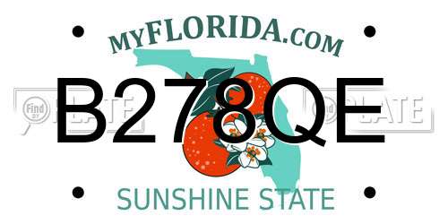 B278QE Florida License Plate