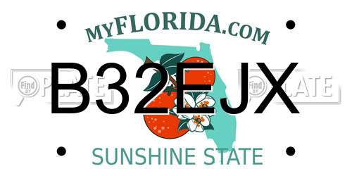 B32EJX Florida License Plate