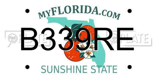 B339RE Florida License Plate
