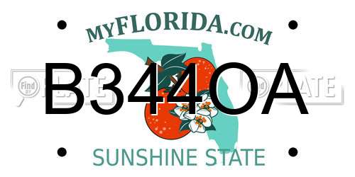 B344OA Florida License Plate