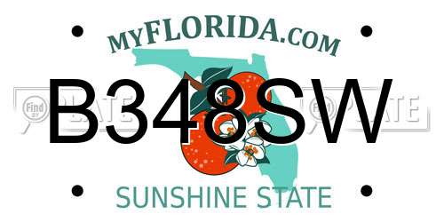 B348SW Florida License Plate