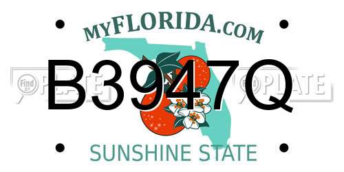 B3947Q Florida License Plate
