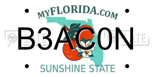 B3AC0N Florida License Plate