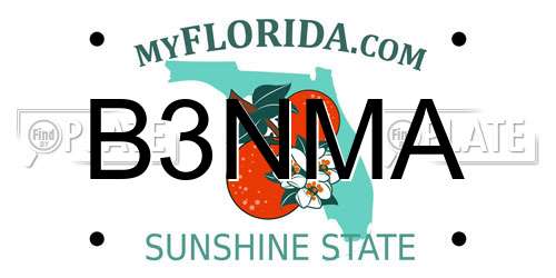 B3NMA Florida License Plate