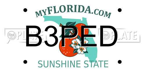 B3PED Florida License Plate