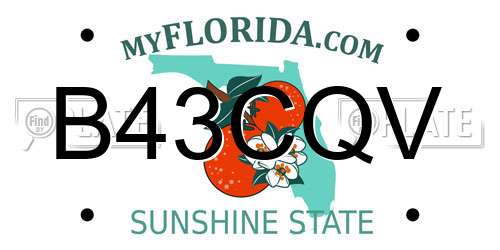 B43CQV Florida License Plate