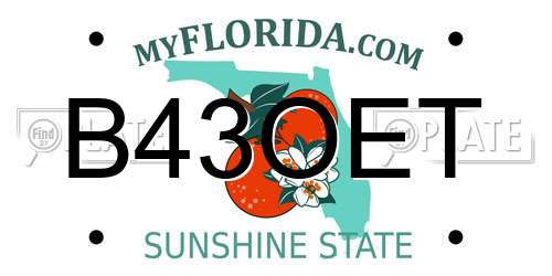 B43OET Florida License Plate