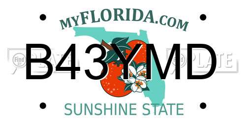 B43YMD Florida License Plate