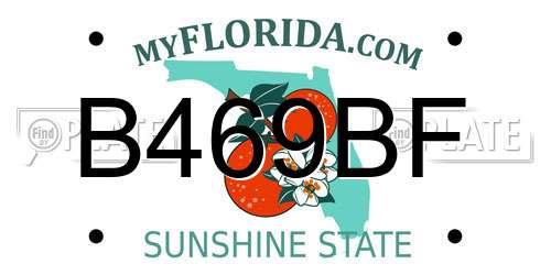 B469BF Florida License Plate