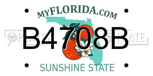 B4708B Florida License Plate