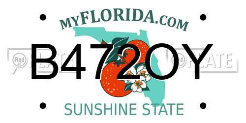 B472OY Florida License Plate