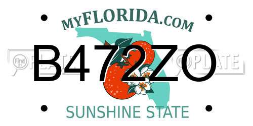 B472ZO Florida License Plate