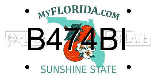 B474BI Florida License Plate
