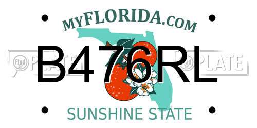 B476RL Florida License Plate