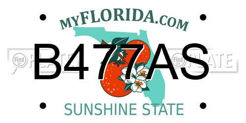 B477AS Florida License Plate