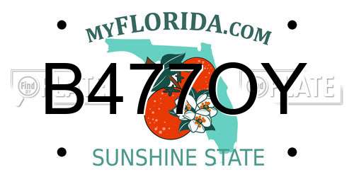 B477OY Florida License Plate