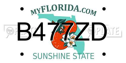 B477ZD Florida License Plate