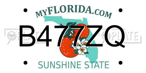 B477ZQ Florida License Plate