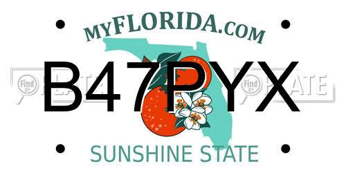 B47PYX Florida License Plate