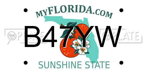 B47YW Florida License Plate