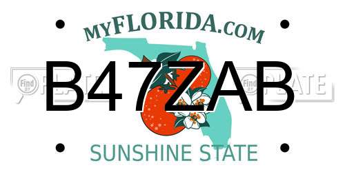 B47ZAB Florida License Plate