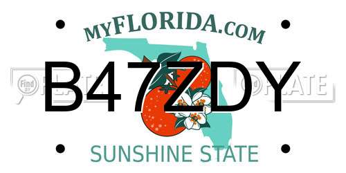 B47ZDY Florida License Plate