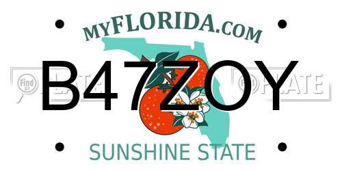 B47ZOY Florida License Plate