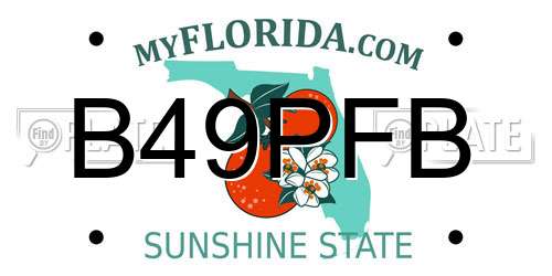 B49PFB Florida License Plate