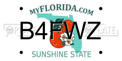 B4FWZ Florida License Plate