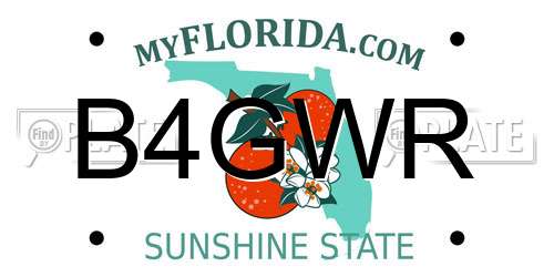 B4GWR Florida License Plate