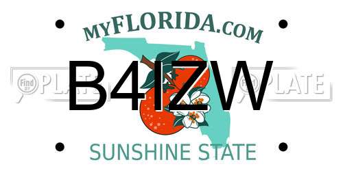 B4IZW Florida License Plate
