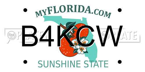 B4KCW Florida License Plate